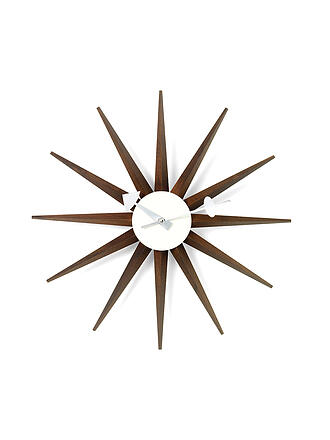 VITRA | Wanduhr Sunburst Clock Nussbaum/Schoko 47cm | braun