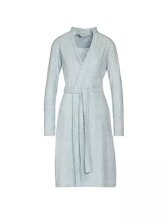 VOSSEN | Damen Nikivelours Bademantel Apricot | hellblau