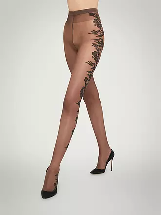 WOLFORD | Modestrumpfhose FLOWER 20 black / black | beige