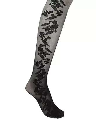 WOLFORD | Modestrumpfhose FLOWER 20 black / black | beige