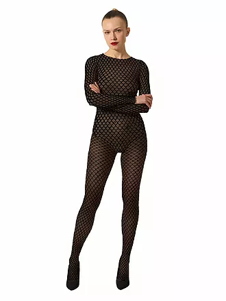 WOLFORD | Modestrumpfhose VELVET NET ILLUSION Fairly Light/White | schwarz