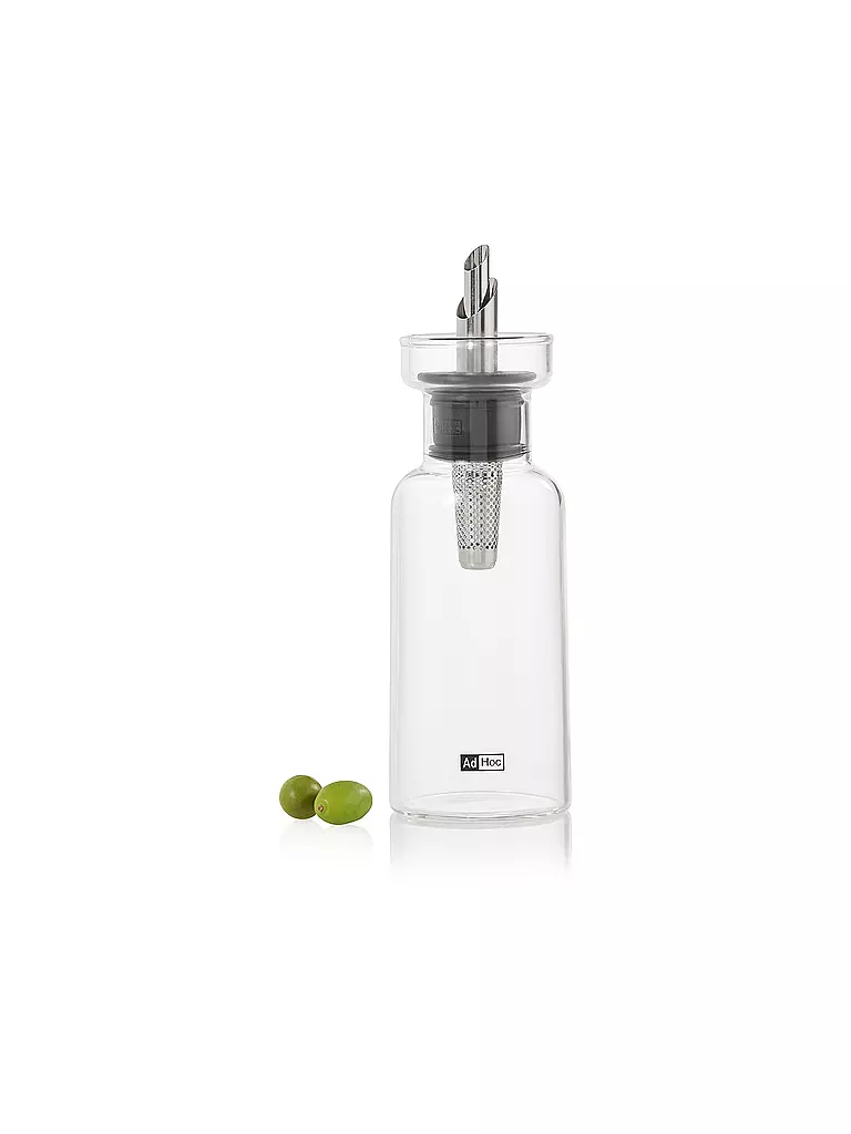 AD HOC | Essig- oder Ölspender AROMA POUR 120ml Glas/Edelstahl | hellgrau