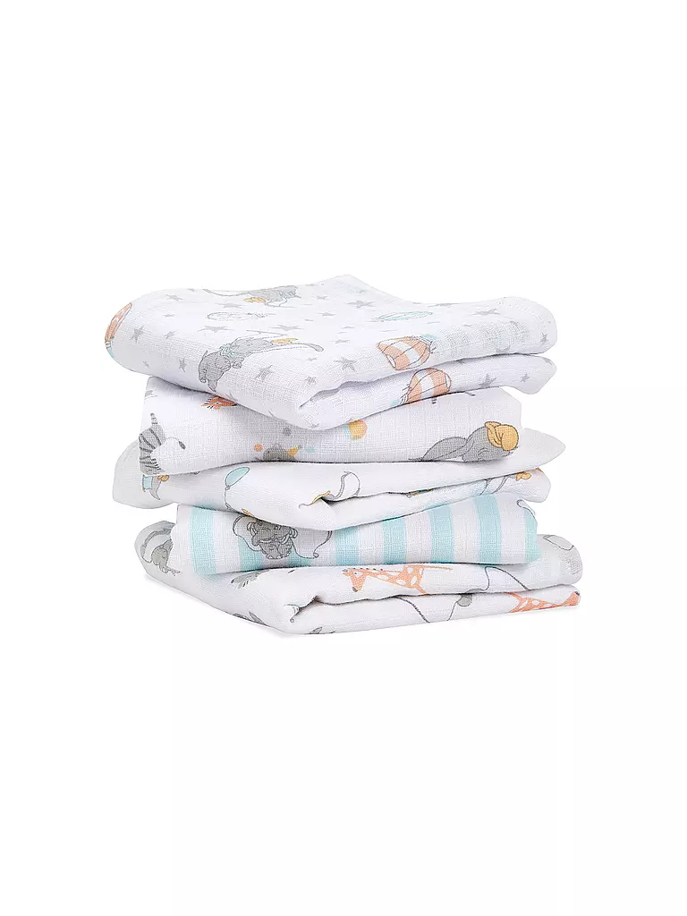 ADEN + ANAIS | Stoffwindeln 5er Pkg Muslin Dumbo New Heights | weiss