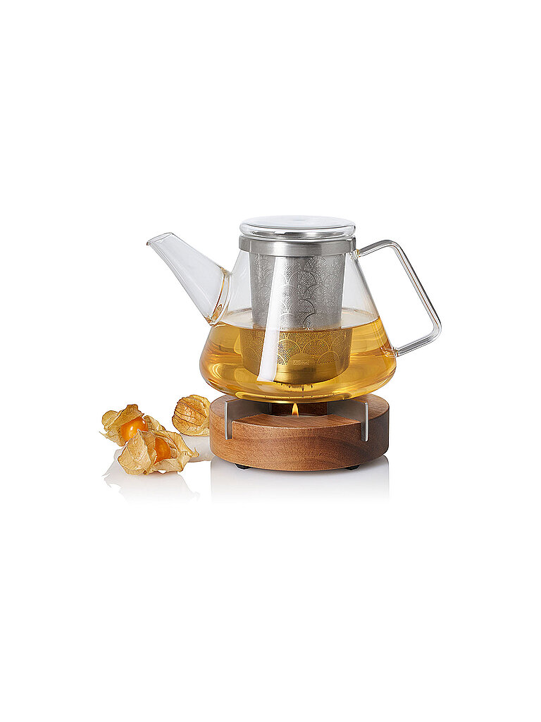 ADHOC Geschenk Set Teekanne FUSION und Stövchen 1l Glas / Akazie