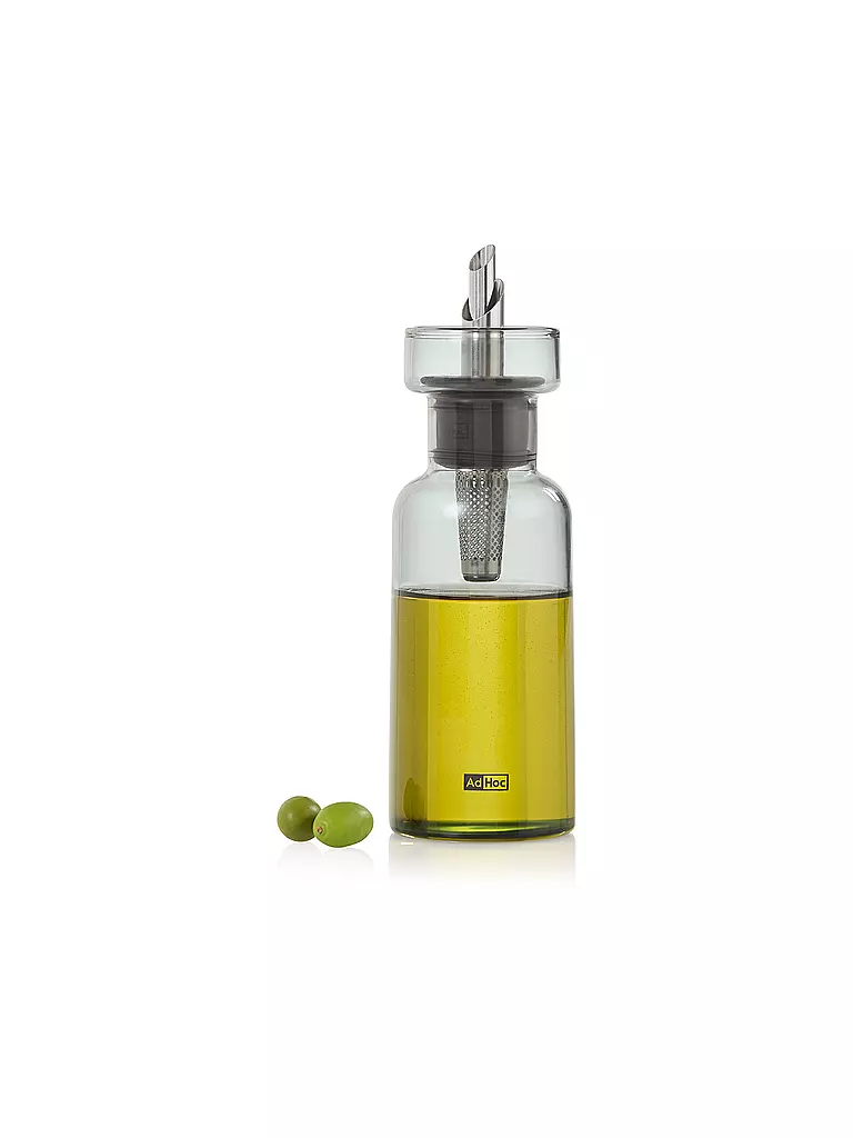ADHOC Essig- oder Ölspender AROMA POUR 120ml Glas/Edelstahl Hellgrau