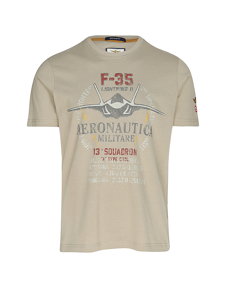 Aeronautica Militare Herren Creme T-Shirt | Klein