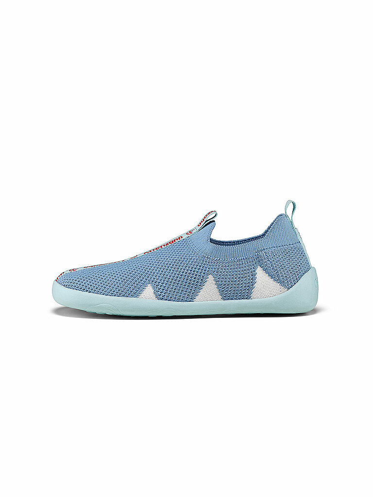 AFFENZAHN Kinder Barfußschuhe - Hausschuhe KNIT HAPPY Flinky Hai hellblau | 21