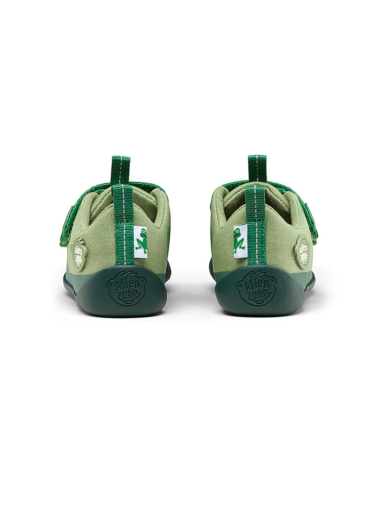 AFFENZAHN | Kinder Sneaker Barfußschuh  COTTON LUCKY Frosch | grün