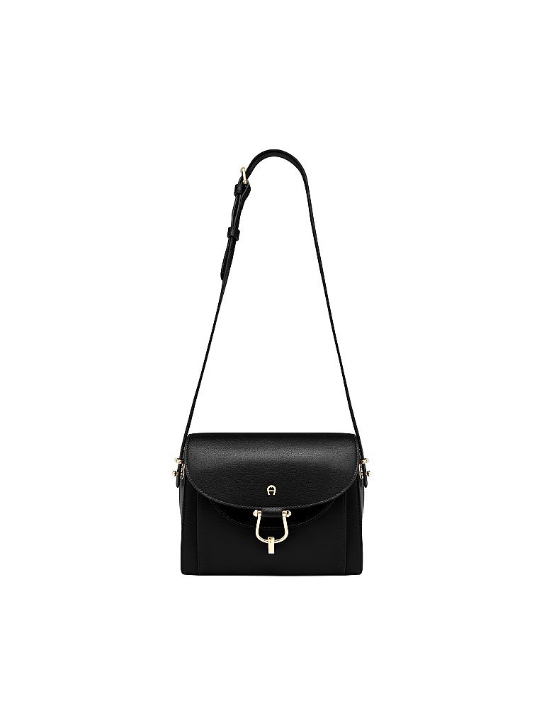 AIGNER Ledertasche Umhängetasche Flora S schwarz
