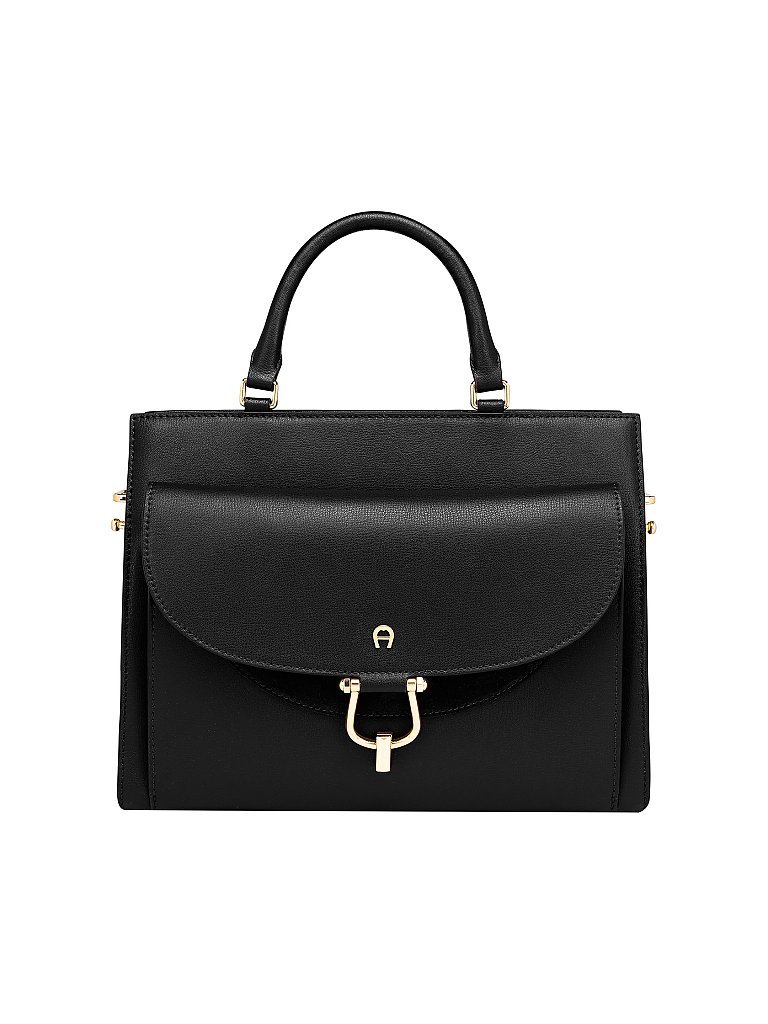 AIGNER Ledertasche Henkeltasche Flora M schwarz