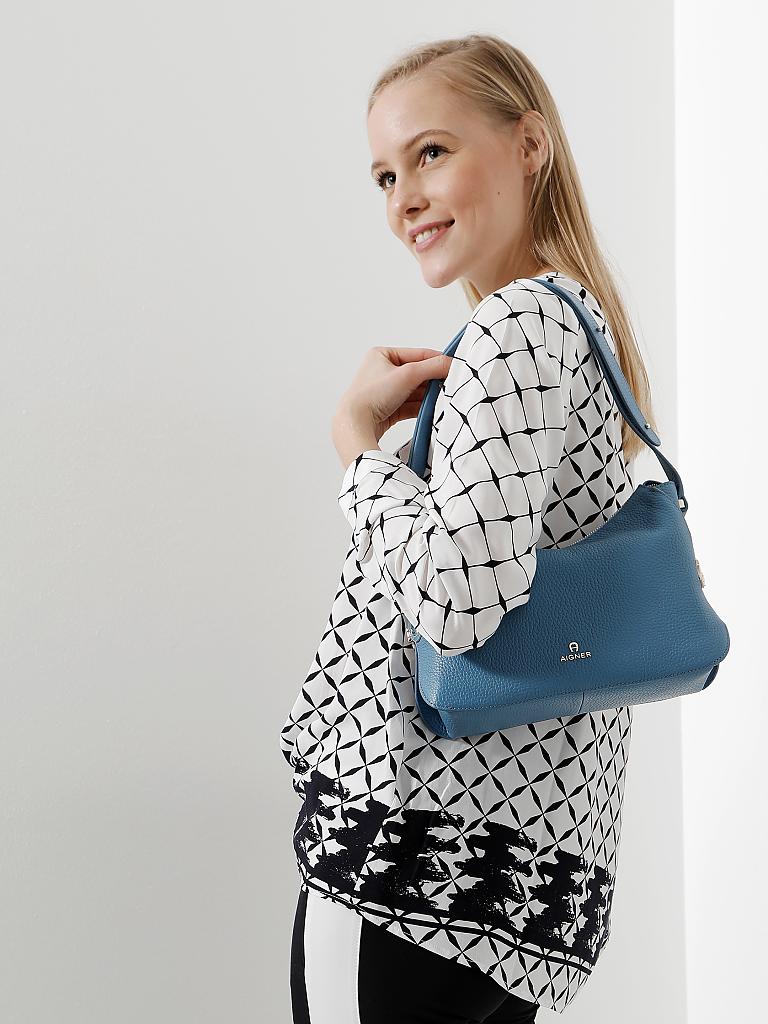 AIGNER | Ledertasche - Hobo-Bag "Milano S" | blau