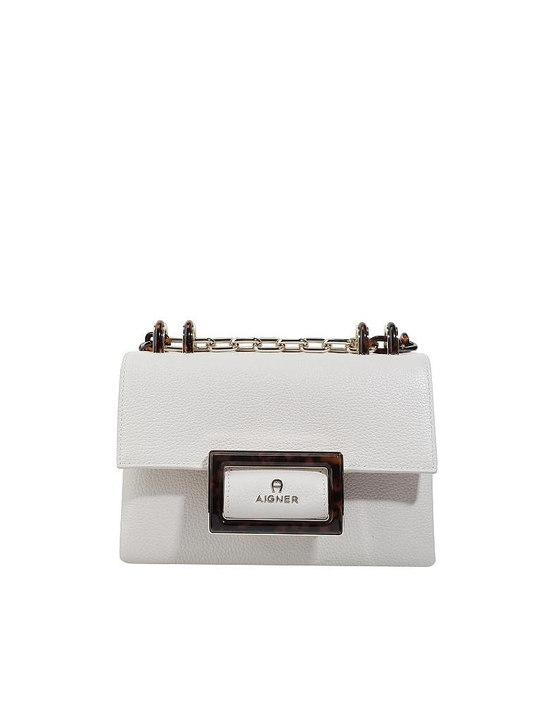 AIGNER | Ledertasche - Umhängetasche "Vicenza" S | weiß