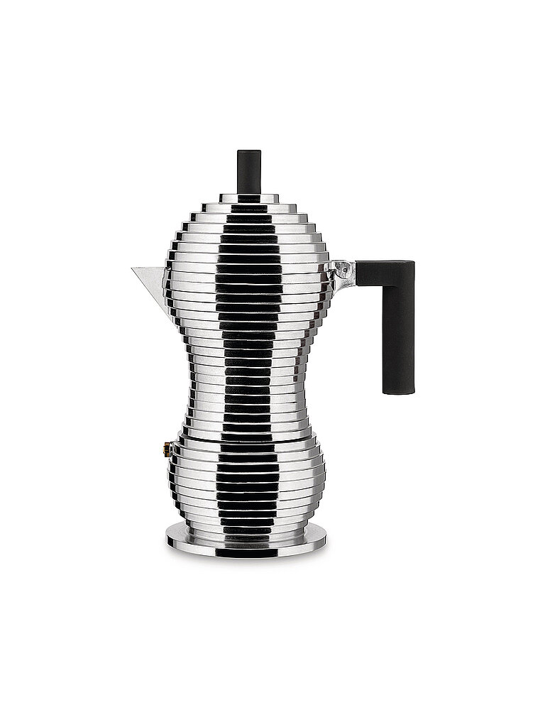 ALESSI Espressomaschine PULCINA 6 Tassen Aluminium / Schwarz silber