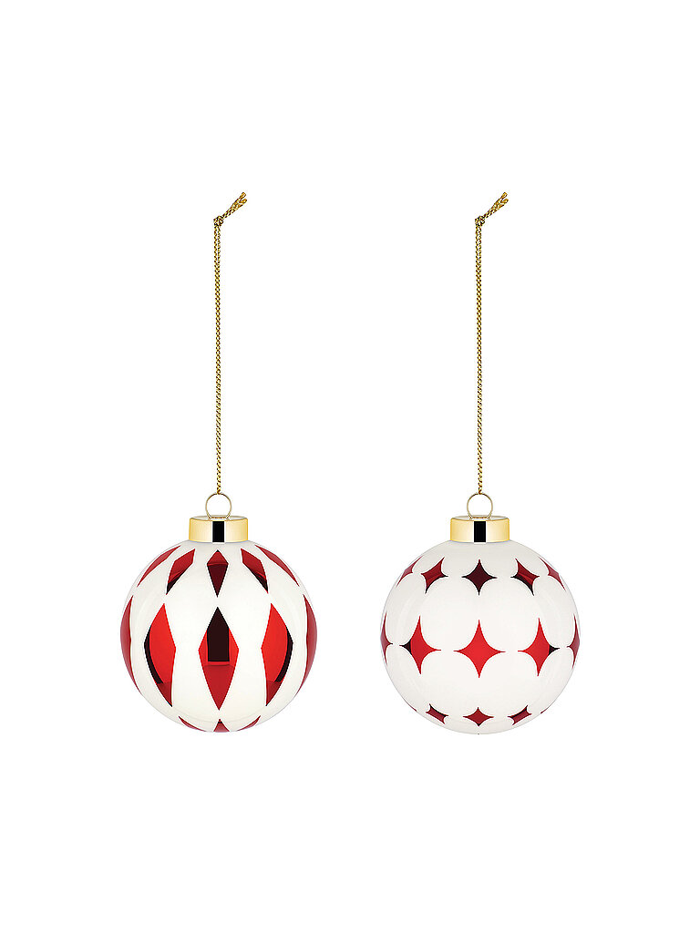 ALESSI Weihnachtsbaumkugel 2-tlg. 6cm Weiss/Rot rot