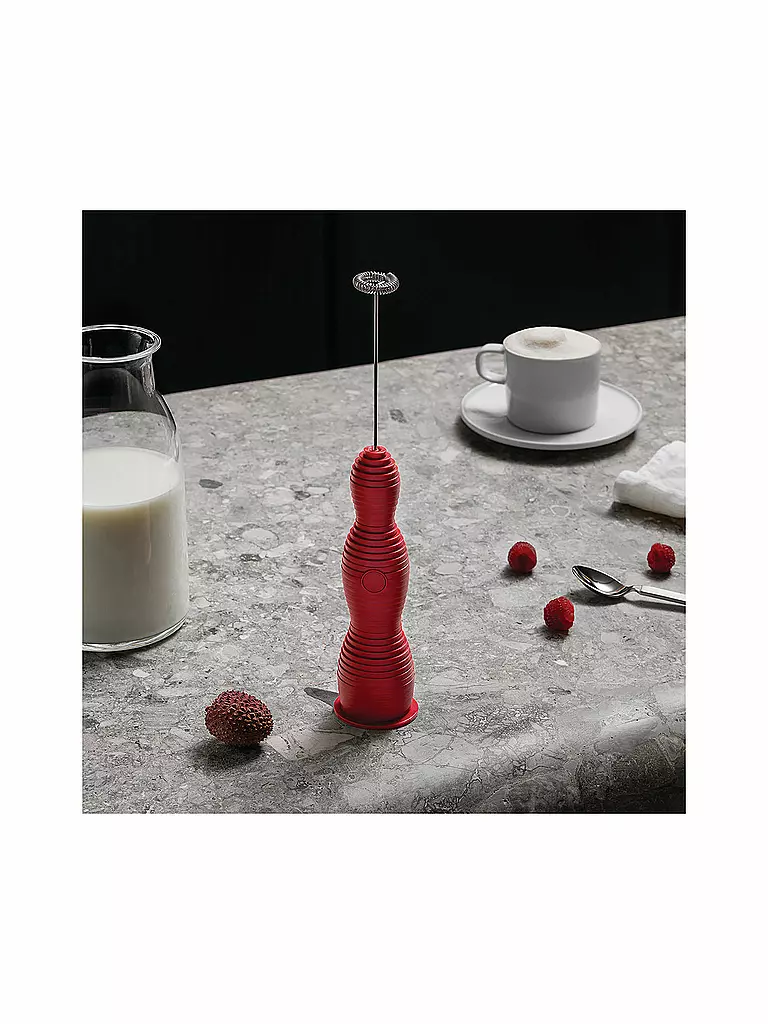 ALESSI | Milchschäumer Pulcina Rot | schwarz