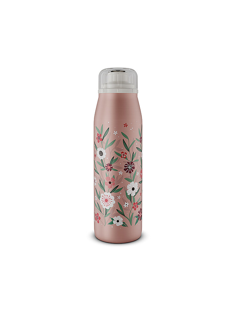 Isolierflasche ALFI KIDS ISO BOTTLE Edelstahlkörper spülmaschinenfest flowers H2392cm Edelstahl Kunststoff Silikon Tritan Trinkflaschen 12h heiß & 24h kalt Trinköffnung mit konsistentem Trinkfluss