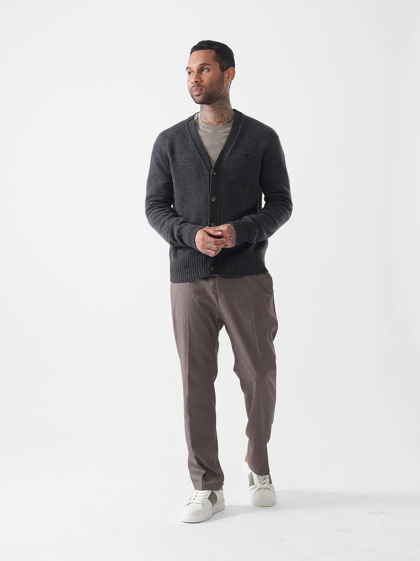 AMI PARIS | Kaschmir Cardigan | grau