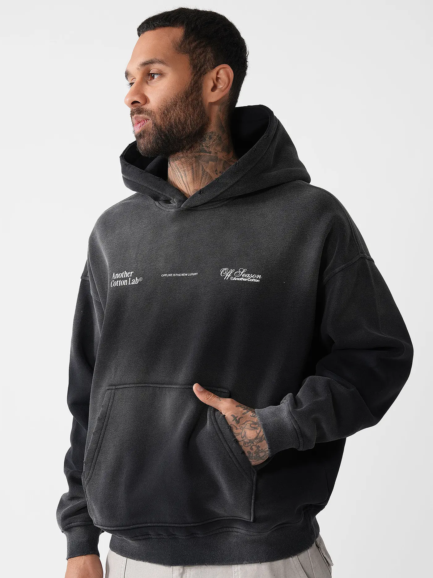 ANOTHER COTTON LAB | Kapuzensweater - Hoodie Oversized Fit OFFLINE LUXURY  | schwarz