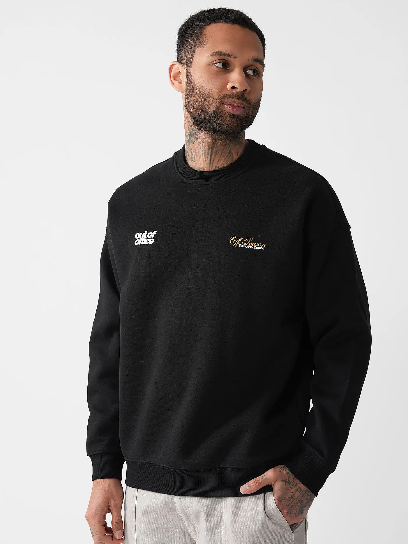 ANOTHER COTTON LAB | Pullover Oversized Fit OUT OF OFFICE  | schwarz