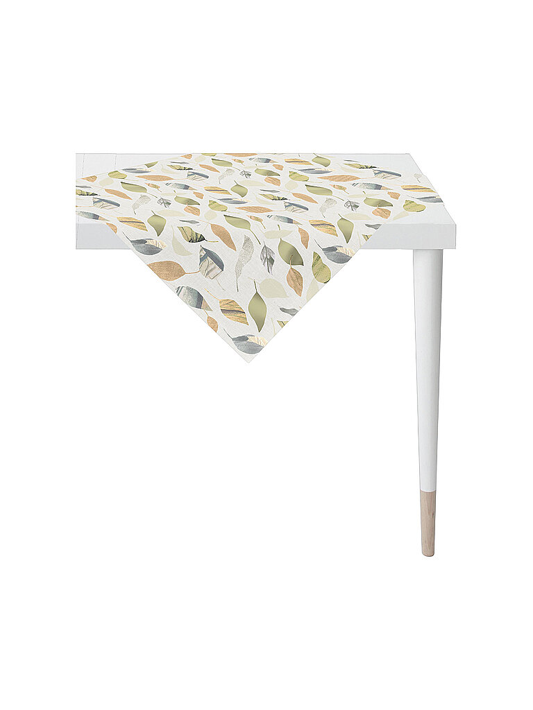 APELT Mitteldecke 85x85 SEASON Weiss/Blätter weiss – APELT