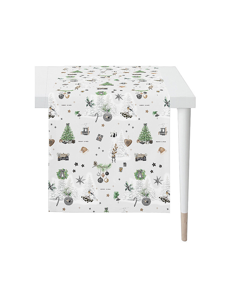 APELT Weihnachts Tischläufer 140x48cm SEASON Weiss weiss – APELT