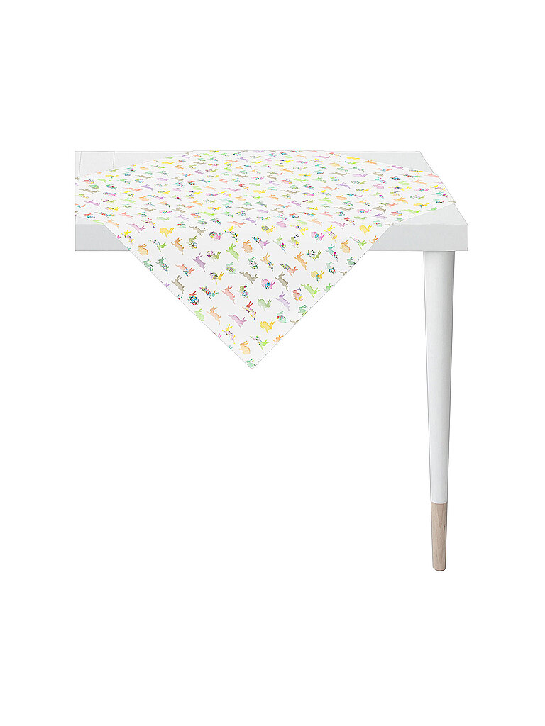 APELT Mitteldecke "3101" aquarellierte Häschen als buntes All-over
