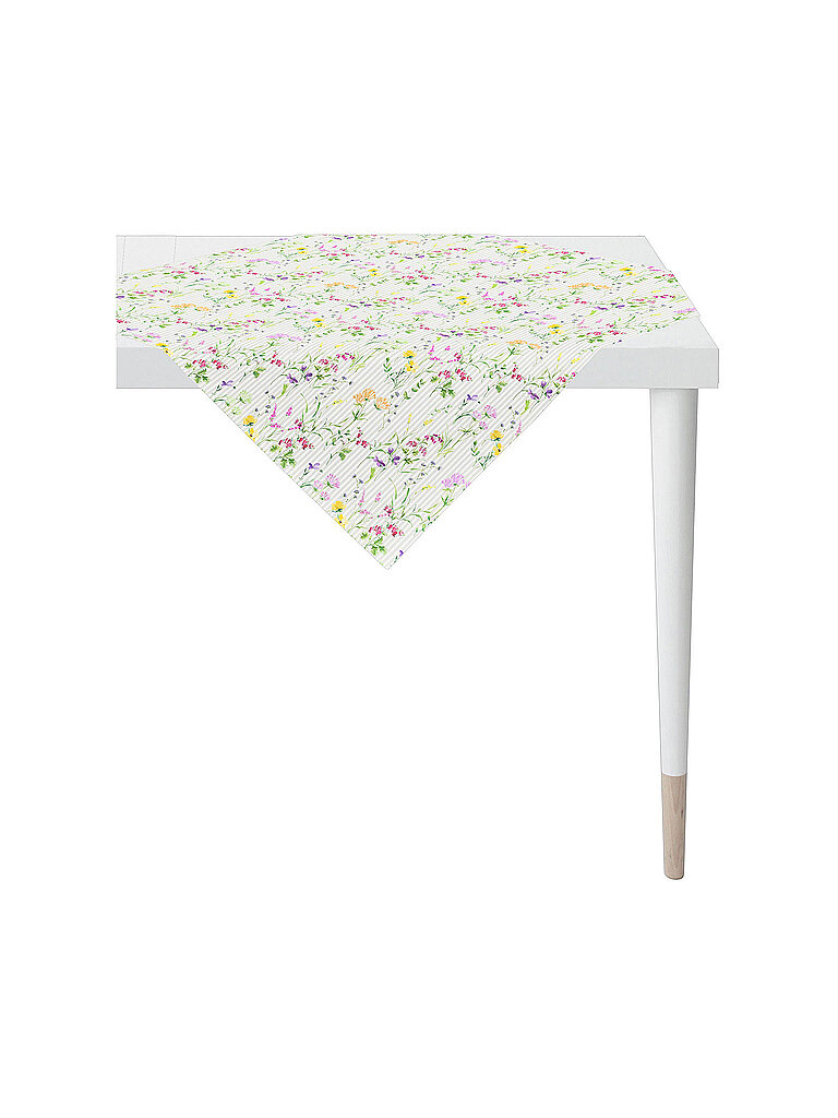 APELT Mitteldecke SEASON 88x88cm Weiss/Blumen weiss
