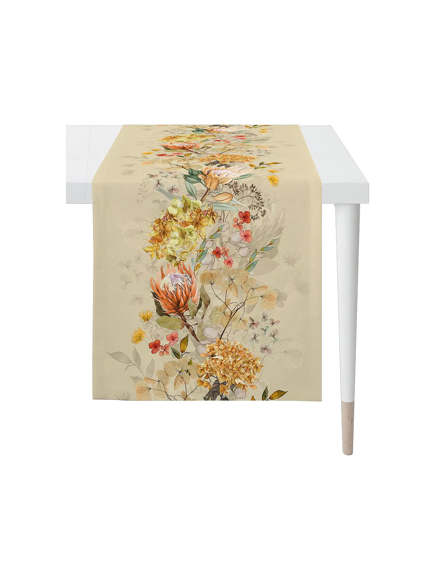 APELT | Tischläufer 140x48cm SEASON Weiss | beige
