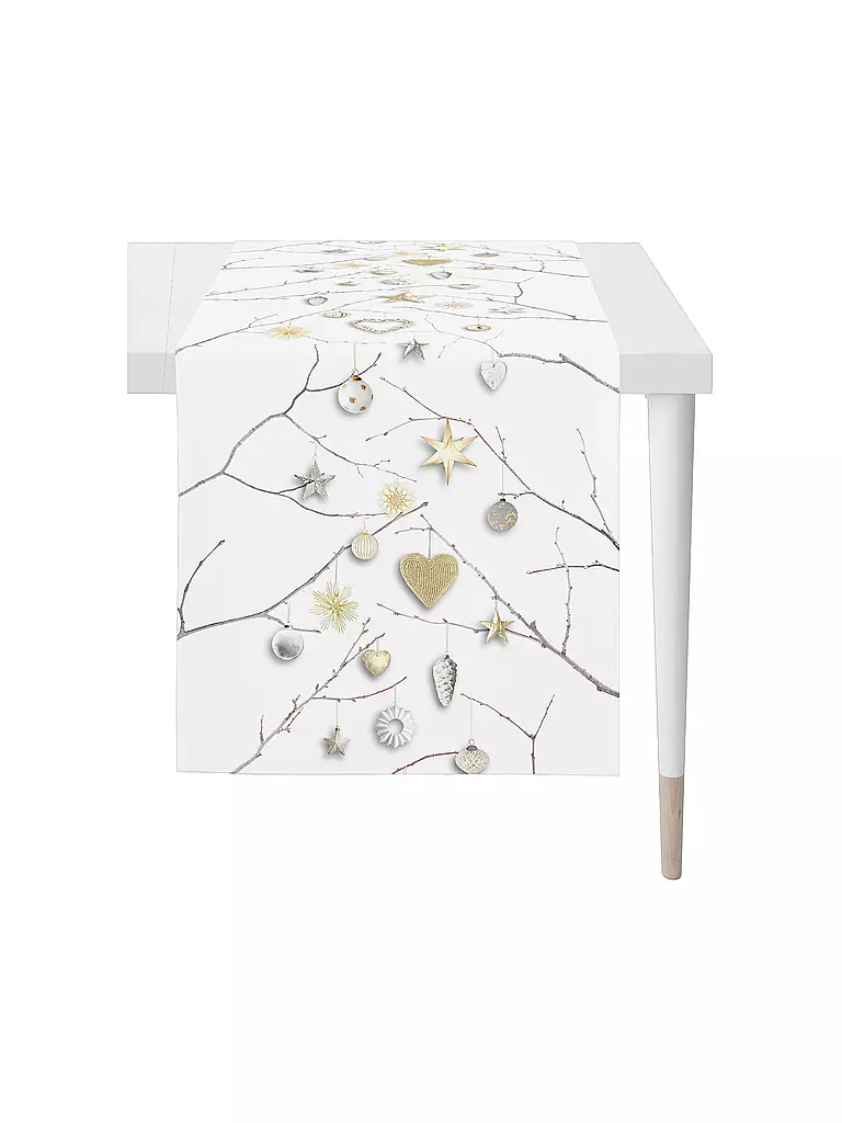 APELT | Weihnachts Tischläufer 140x46cm SEASON Weiss | weiss