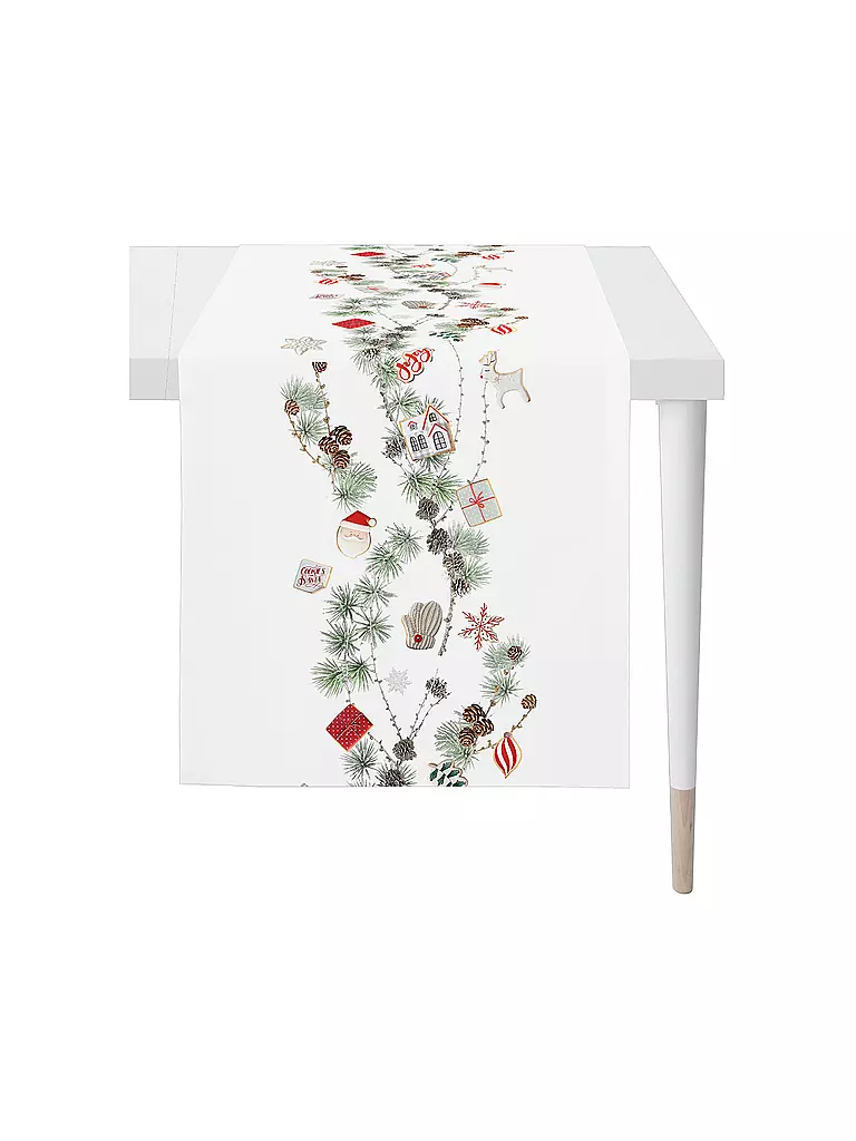 APELT | Weihnachts Tischläufer 140x46cm SEASON Weiss | weiss
