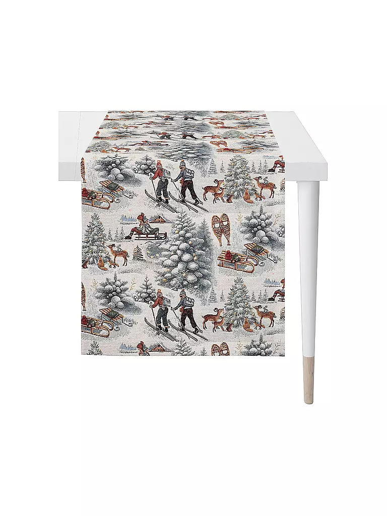 APELT | Weihnachts Tischläufer 140x48cm SEASON Grau  | hellgrau