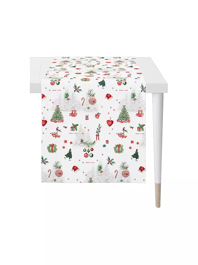 APELT | Weihnachts Tischläufer 140x48cm SEASON Weiss | weiss