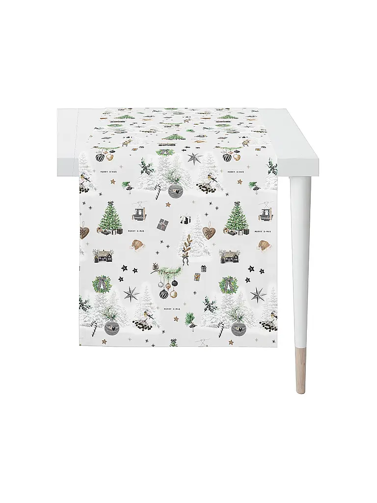 APELT | Weihnachts Tischläufer 140x48cm SEASON Weiss | weiss