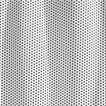 Ein Stoff mit einem schwarz-weißen Tupfenmuster bildet sanfte Wellen. Die Punkte sind gleichmäßig verteilt, sodass eine einheitliche Textur über das gesamte Material verteilt ist. Schatten und Glanzlichter betonen die Falten und verleihen der Oberfläche ein dreidimensionales Aussehen.