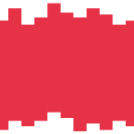 Rotes Zickzackmuster, das scharfen Spitzen auf weißem Hintergrund ähnelt.