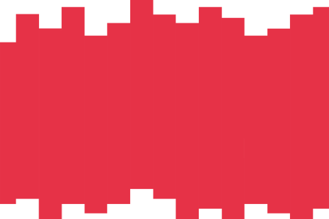 Rotes Zickzackmuster, das scharfen Spitzen auf weißem Hintergrund ähnelt.