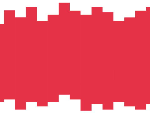 Rotes Zickzackmuster, das scharfen Spitzen auf weißem Hintergrund ähnelt.