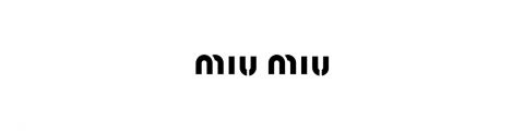 Schwarzes Miu Miu-Logo auf weißem Hintergrund.