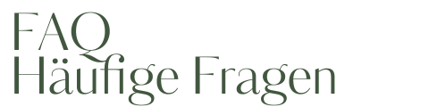 Der Text in minimalistischer Schriftart lautet „FAQ Häufige Fragen“ auf weißem Hintergrund, was auf Englisch „FAQ Häufig gestellte Fragen“ bedeutet. Der Text ist grün.