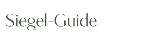 Textlogo mit der Aufschrift „Siegel-Guide“ in edler dunkelgrüner Schrift auf weißem Hintergrund.