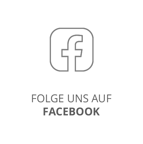 Graues quadratisches Symbol über dem Text „FOLGE UNS AUF FACEBOOK“, das eine Einladung zum Folgen auf Facebook anzeigt.