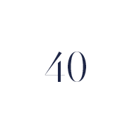 Zahl „40“ in edler, dunkler Schrift auf weißem Hintergrund.