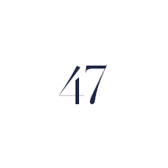 Das Bild zeigt die Zahl „47“ in einer modernen, eleganten Schriftart auf weißem Hintergrund.
