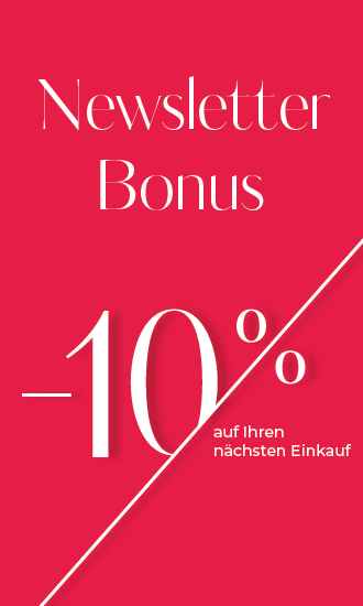 Rotes Werbebanner mit weißem Text, das einen „Newsletter-Bonus“ von 10 % Rabatt auf den nächsten Einkauf anbietet.