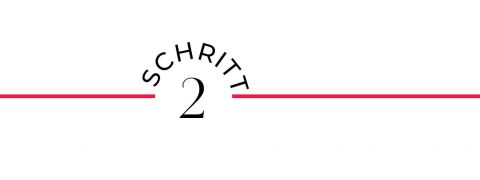 Eine horizontale rote Linie verbindet drei kreisförmige Muster mit der Aufschrift „Schritt 1“, „Schritt 2“ und „Schritt 3“ und zeigt so eine schrittweise Abfolge an.