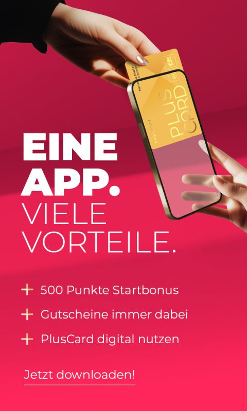 Zwei Smartphones, die jeweils in einer Hand gehalten werden, zeigen die Profile einer Frau und eines Mannes, die einander gegenüberstehen. Die Frau scheint den Mann zu küssen. Der Text lautet „Das Beste aus zwei Welten. DAS GEHT APP JETZT!“ auf einem leuchtend roten Hintergrund.