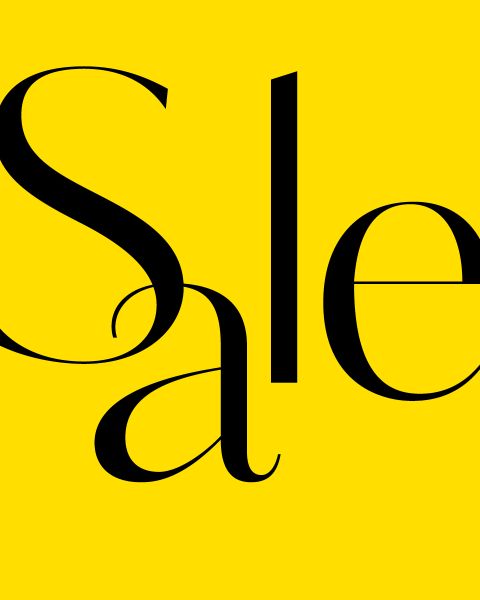 Großer schwarzer Text mit der Aufschrift "Sale" auf leuchtend gelbem Hintergrund.