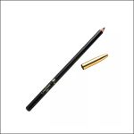 Ein schwarzer Lancôme-Eyeliner-Stift mit goldener Kappe, diagonal auf einem weißen Hintergrund platziert. Die Kappe ist abgenommen und liegt neben dem Stift.