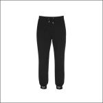Schwarze Jogginghose mit Kordelzug und elastischen Bündchen, dargestellt vor einem schlichten weißen Hintergrund.