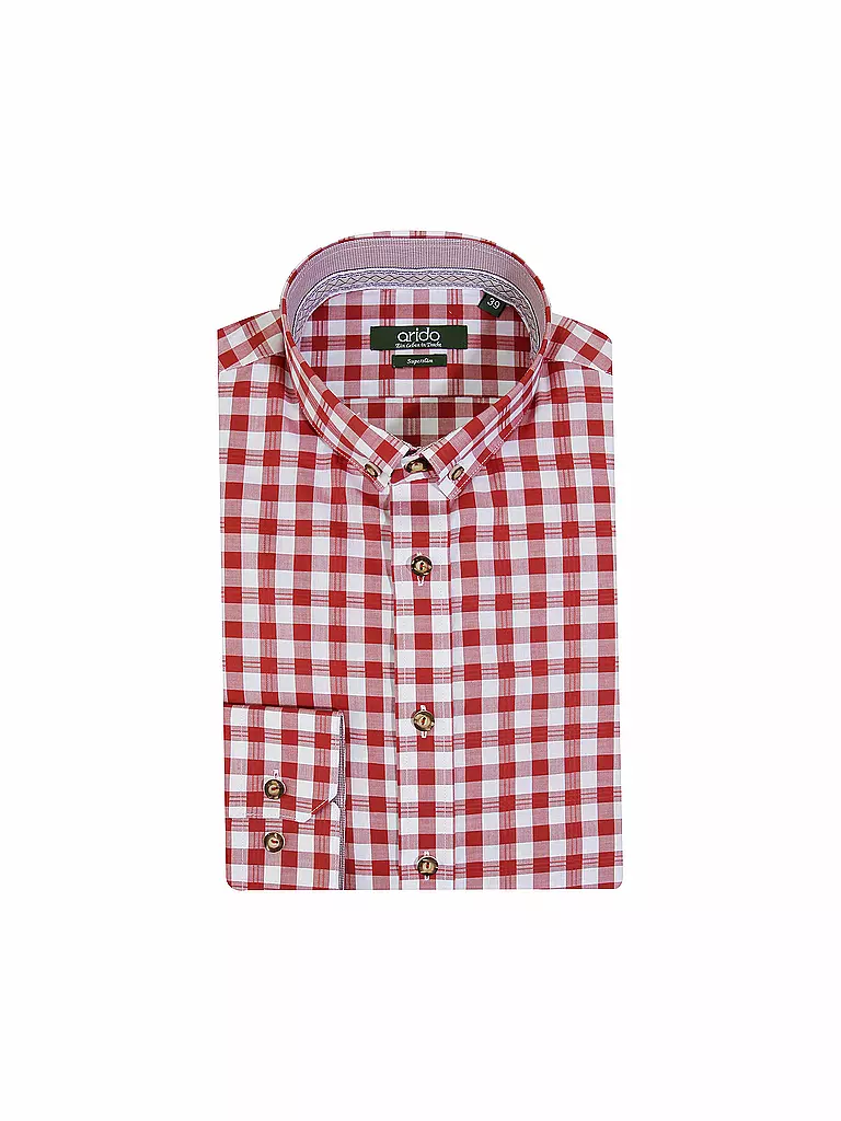 ARIDO | Trachtenhemd Super-Slim-Fit | rot